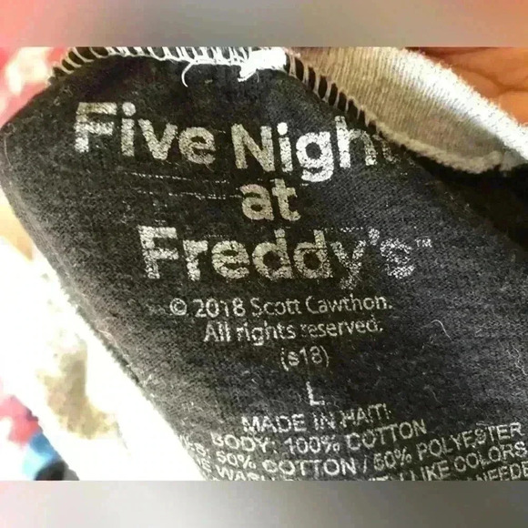 FNAF gray black raglan long sleeve t-shirt BABY youth Large - Picture 4 of 4